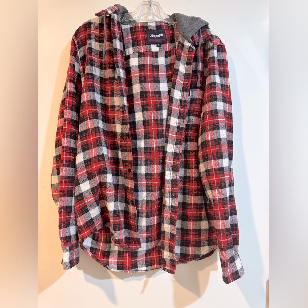 Aeropostale Classic Red Plaid shirt with hoodie